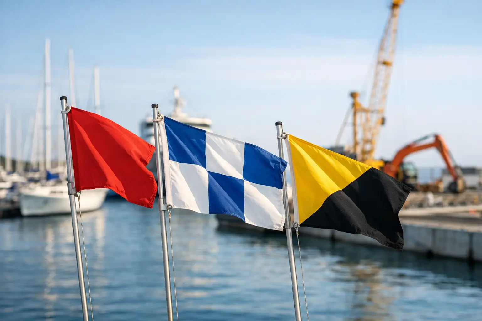 Bandiere nautiche per mare, porto e cantiere