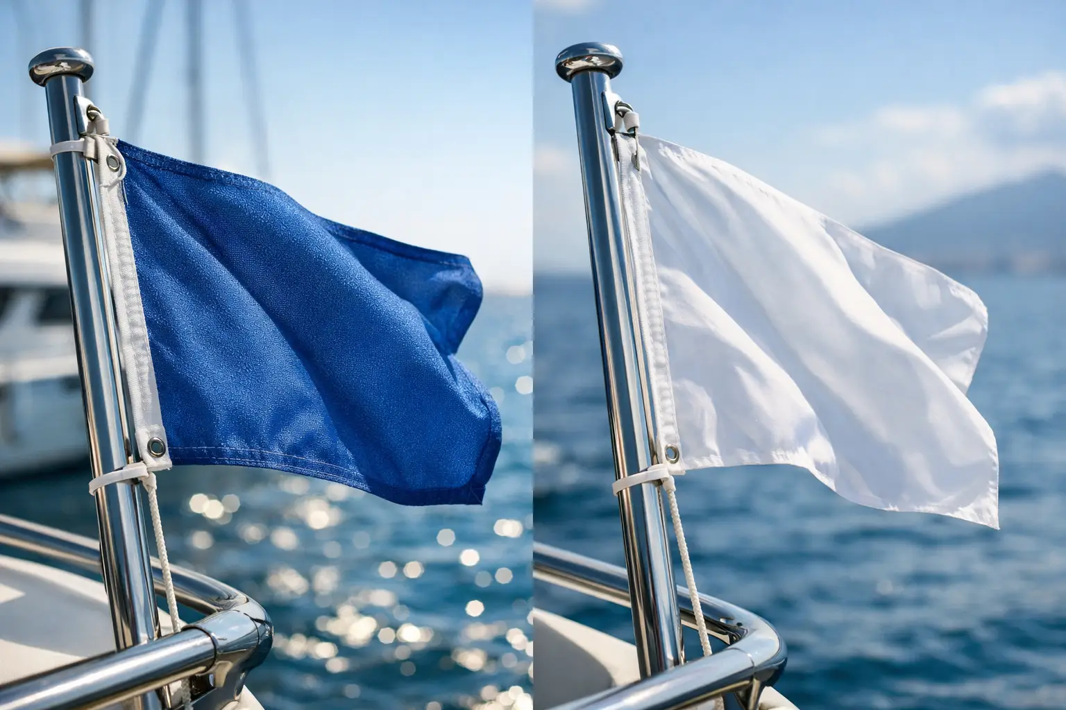 Poliestere nautico vs pongé: quale bandiera scegliere